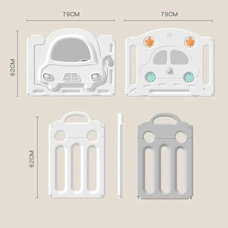 Бебешка ограда с баскетболен кош и табло с активности - Сива кола