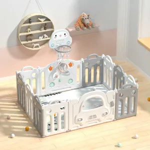 Бебешка ограда с баскетболен кош и табло с активности - Сива кола