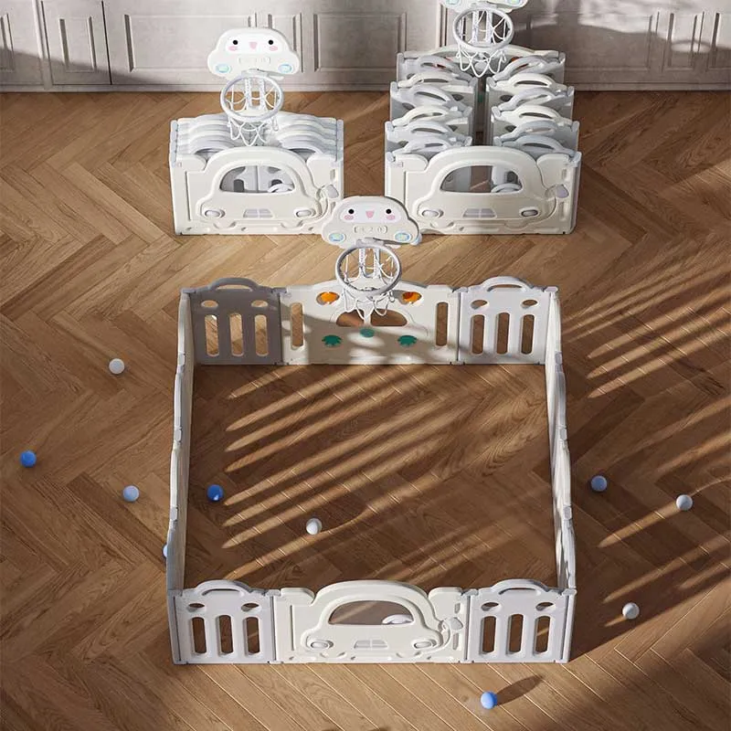 Бебешка ограда с баскетболен кош и табло с активности - Сива кола