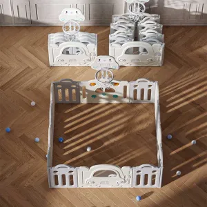 Бебешка ограда с баскетболен кош и табло с активности - Сива кола