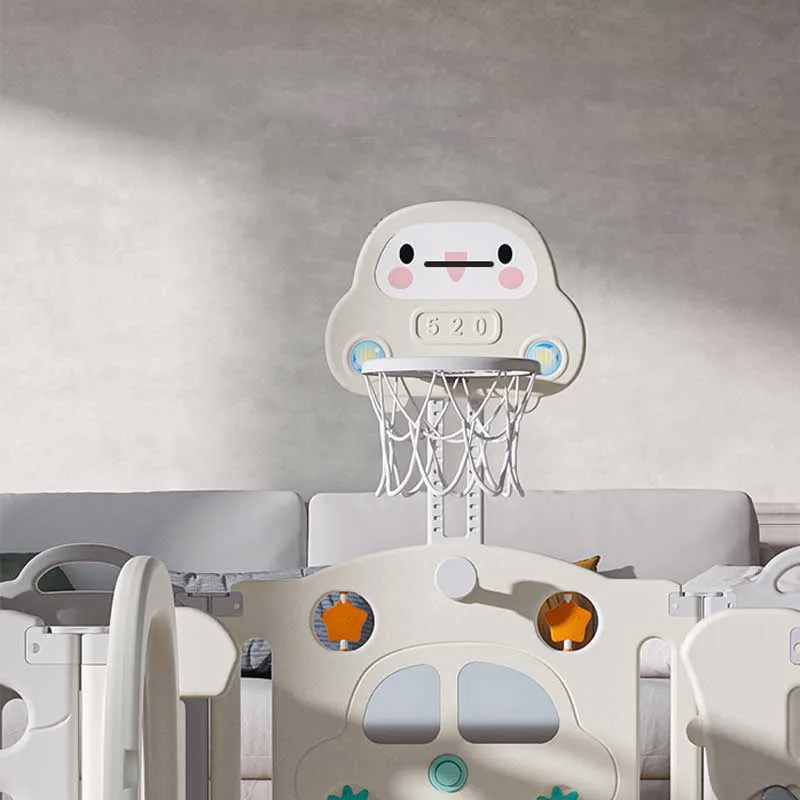Бебешка ограда с баскетболен кош и табло с активности - Сива кола