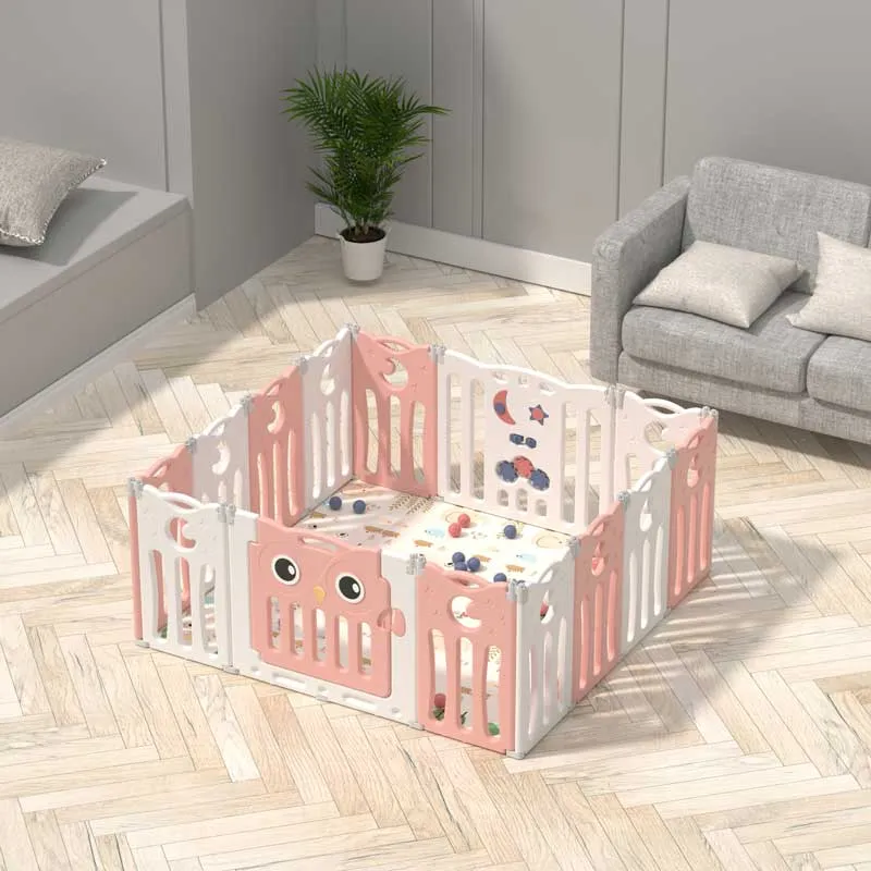 Бебешка ограда за безопасна игра, Розово бухалче