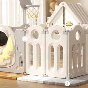 Детска къщичка с ограда и баскетболен кош - Космонавт