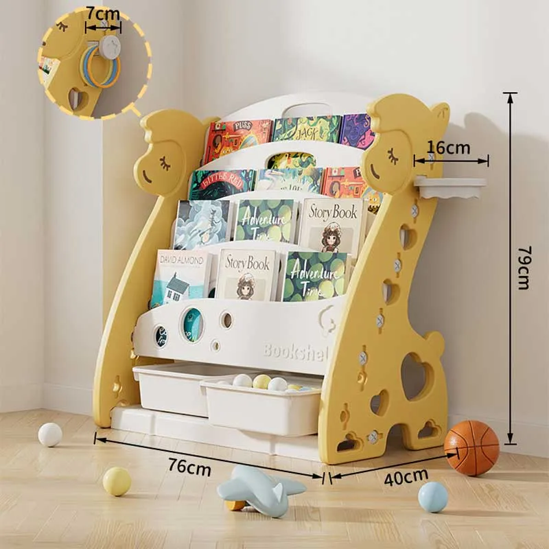 Children's combined bookshelf for books and toys - Yellow Alpaca