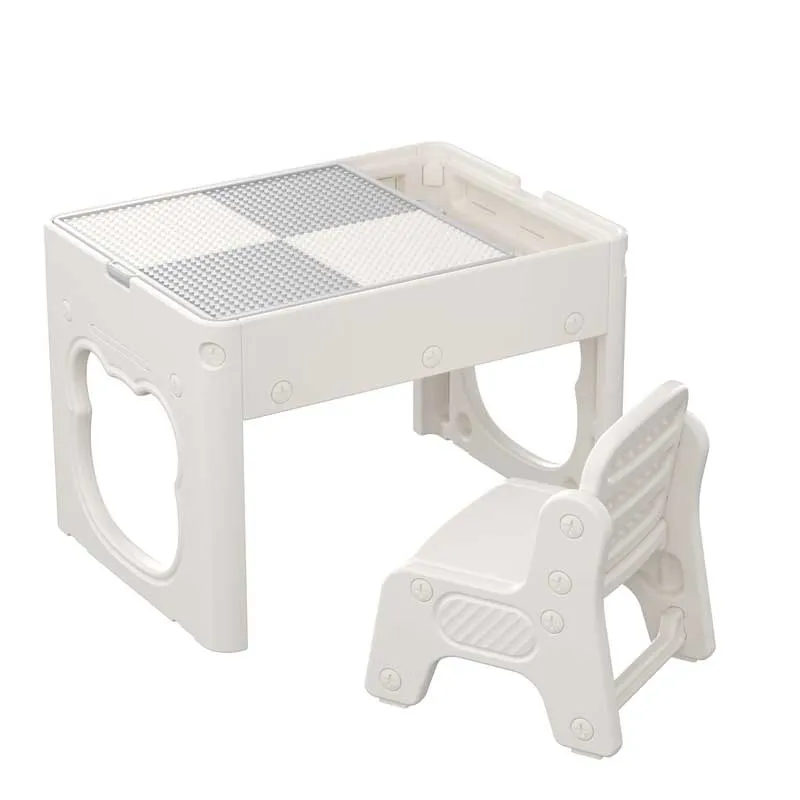 Детска маса 2 в 1 с конструктор 100 части и два стола