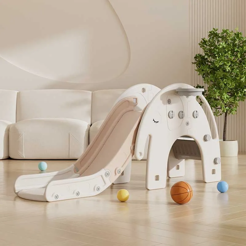 Детска пързалка с баскетболен кош Слонче - кафява