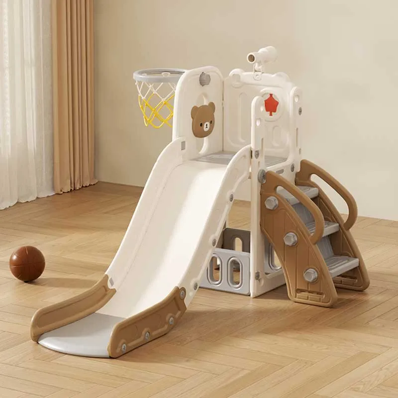 Детска пързалка с телескоп и баскетболен кош, Кафяво мече