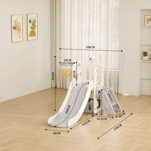 Детска пързалка с телескоп и баскетболен кош - сива