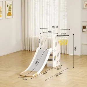 Детска пластмасова пързалка с баскетболен кош - кафява