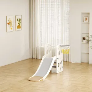 Детска пластмасова пързалка с баскетболен кош - кафява