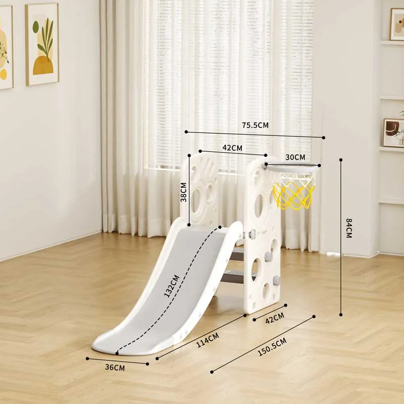 Children's plastic slide with a basketball hoop - grey