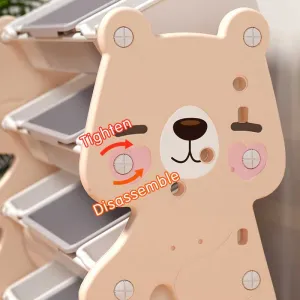 Children's adjustable bookshelf for books and toys - Pink Bear