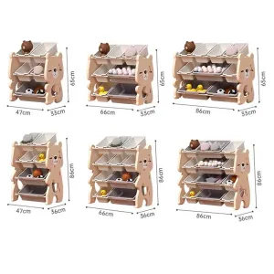 Children's adjustable bookshelf for books and toys - Pink Bear