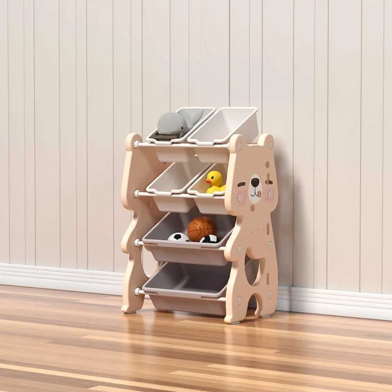 Children's adjustable bookshelf for books and toys - Pink Bear