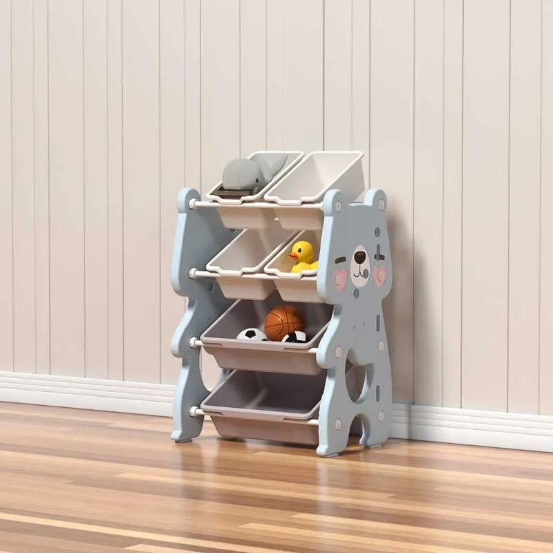 Children's adjustable bookshelf for books and toys - Blue bear