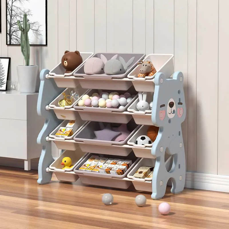 Children's adjustable bookshelf for books and toys - Blue bear