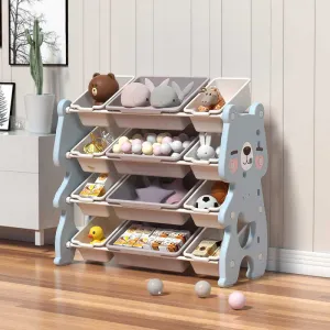 Children's adjustable bookshelf for books and toys - Blue bear