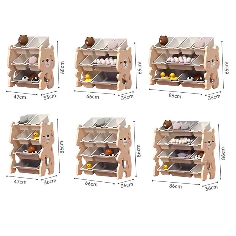 Children's adjustable bookshelf for books and toys - Blue bear