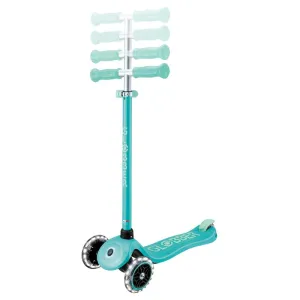 Children's scooter with glowing wheels PRIMO PLUS GLOW LIGHTS, mint color