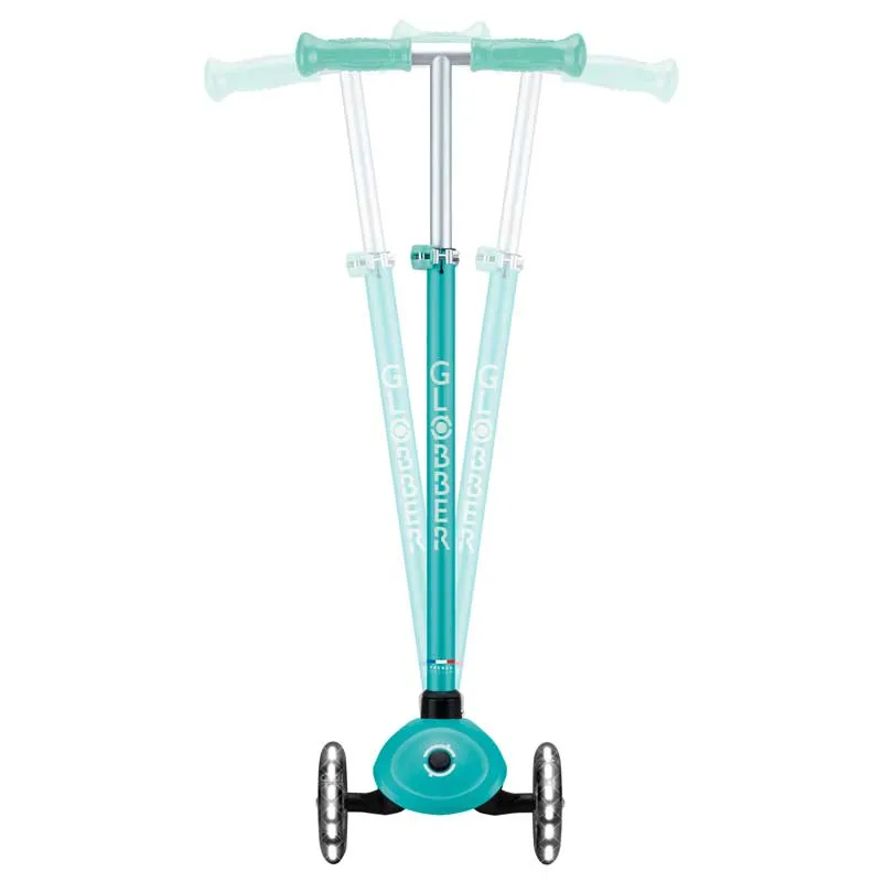 Children's scooter with glowing wheels PRIMO PLUS GLOW LIGHTS, mint color