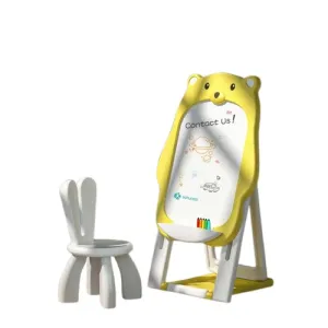 Детски комплект от дъска за рисуване 2 в 1 и стол, Жълто мече