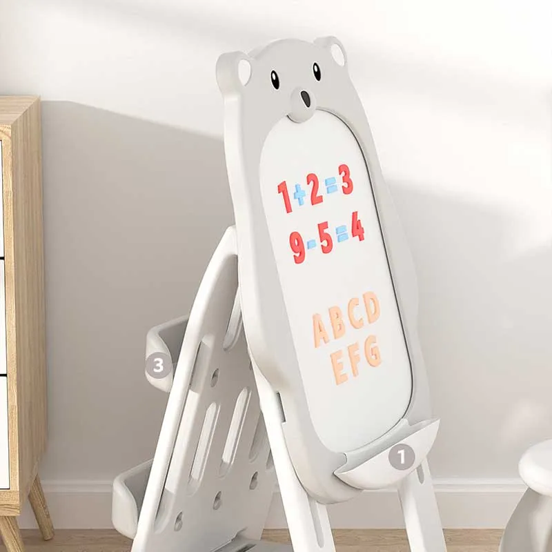 Children's set of a 2-in-1 drawing board and chair, Gray bear