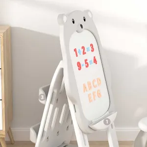 Children's set of a 2-in-1 drawing board and chair, Gray bear