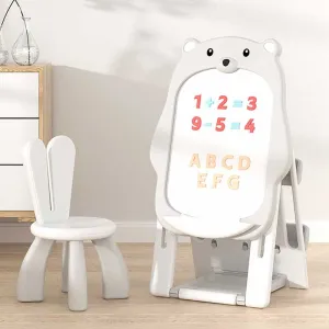 Children's set of a 2-in-1 drawing board and chair, Gray bear