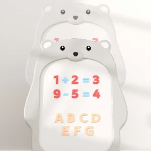 Children's set of a 2-in-1 drawing board and chair, Gray bear