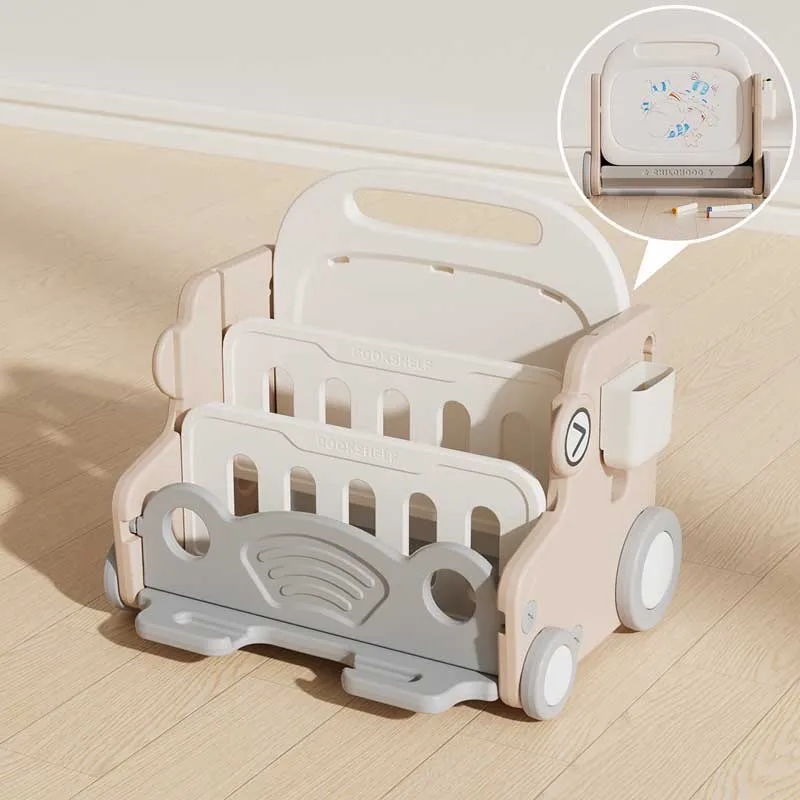 Детски подвижен органайзер с дъска за рисуване - Кафява кола