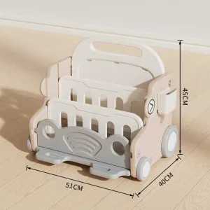 Детски подвижен органайзер с дъска за рисуване - Кафява кола