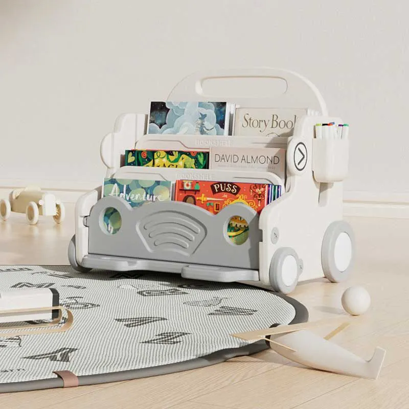 Детски подвижен органайзер с дъска за рисуване - Сива кола