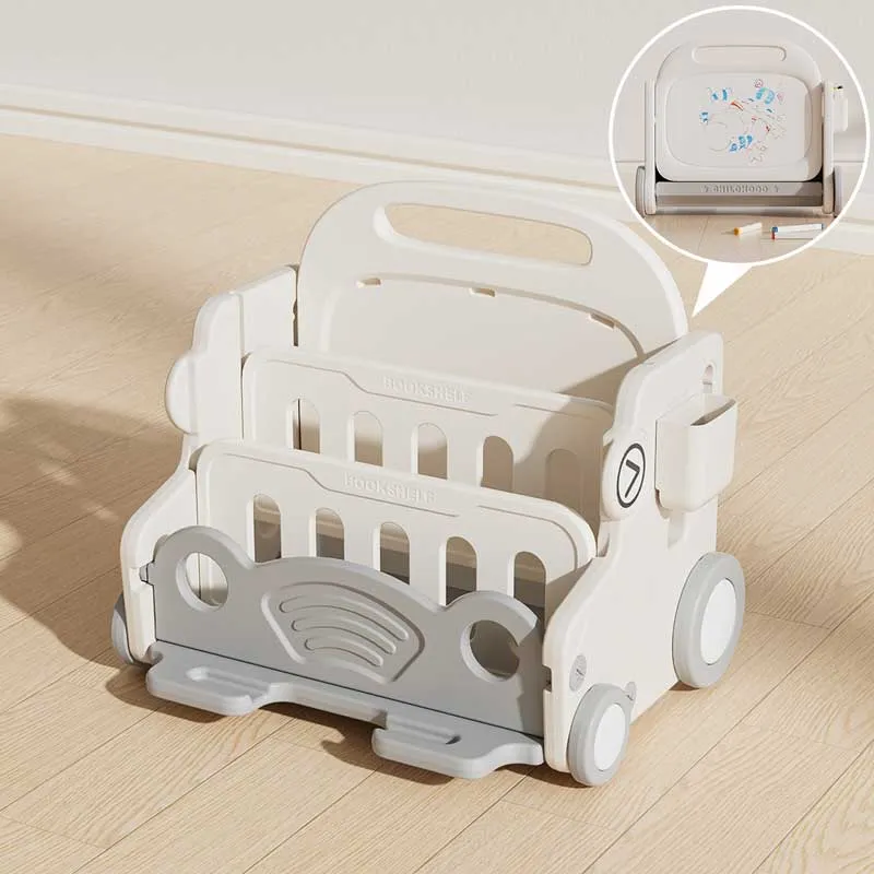 Детски подвижен органайзер с дъска за рисуване - Сива кола