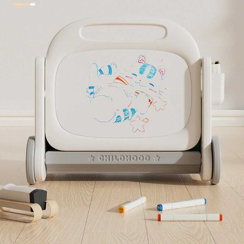 Детски подвижен органайзер с дъска за рисуване - Сива кола