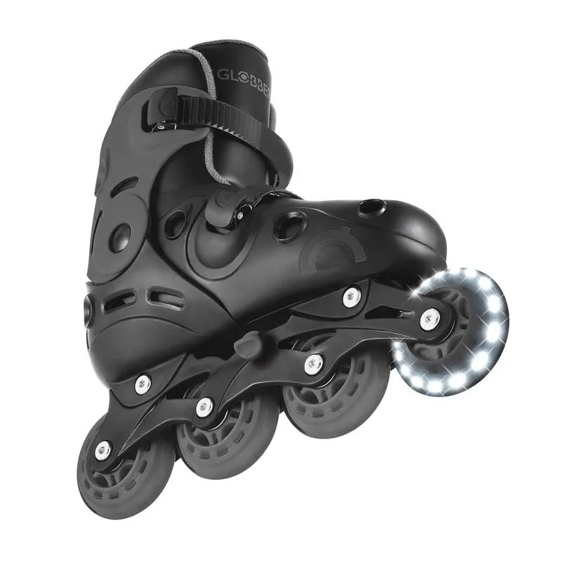 Children's roller skates with light-up wheels GLOBBER 2 in 1, size 34-37 - black