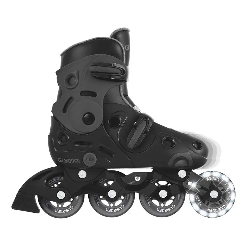 Children's roller skates with light-up wheels GLOBBER 2 in 1, size 34-37 - black