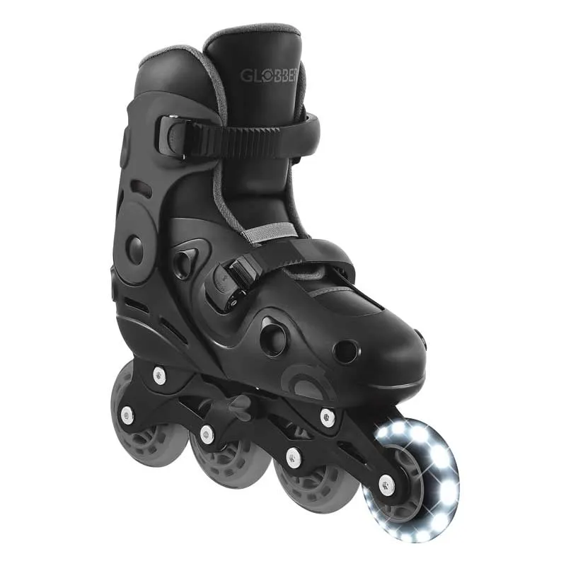 Children's roller skates with light-up wheels GLOBBER 2 in 1, size 34-37 - black