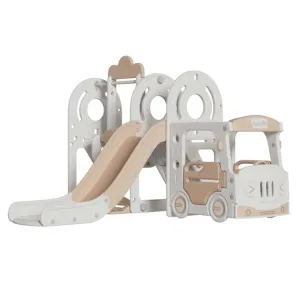 Детски център за игра 4 в 1, Автобус в кафяв цвят