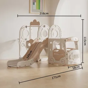 Детски център за игра 4 в 1, Автобус в кафяв цвят