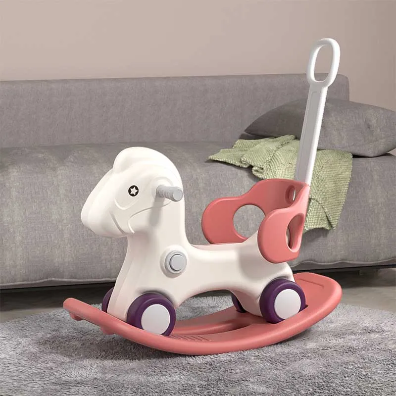 Детско люлеещо конче 3 в 1 с родителски контрол - розово