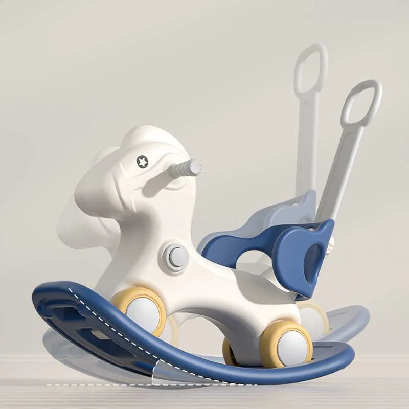 Child rocking horse 3-in-1 with parental control - blue