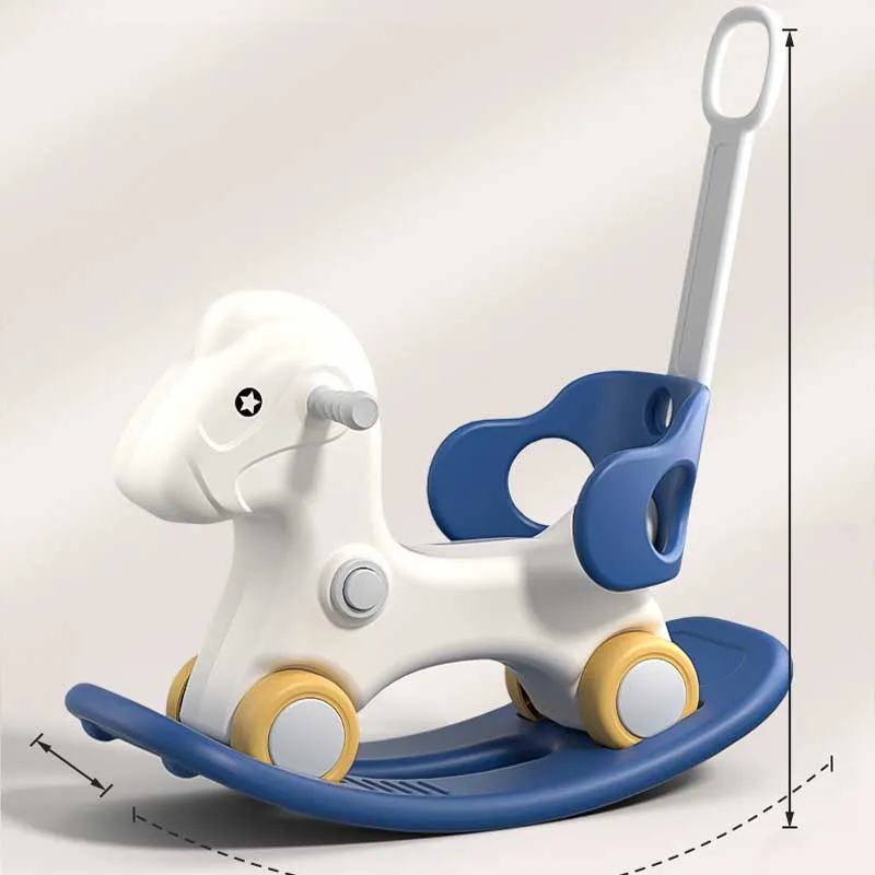 Child rocking horse 3-in-1 with parental control - blue