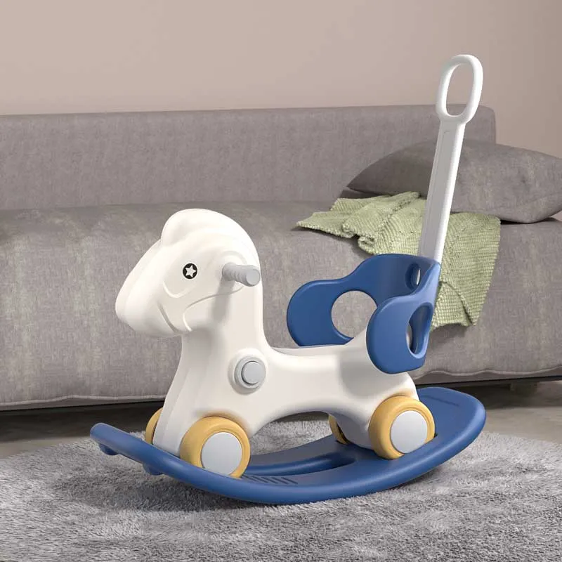 Child rocking horse 3-in-1 with parental control - blue