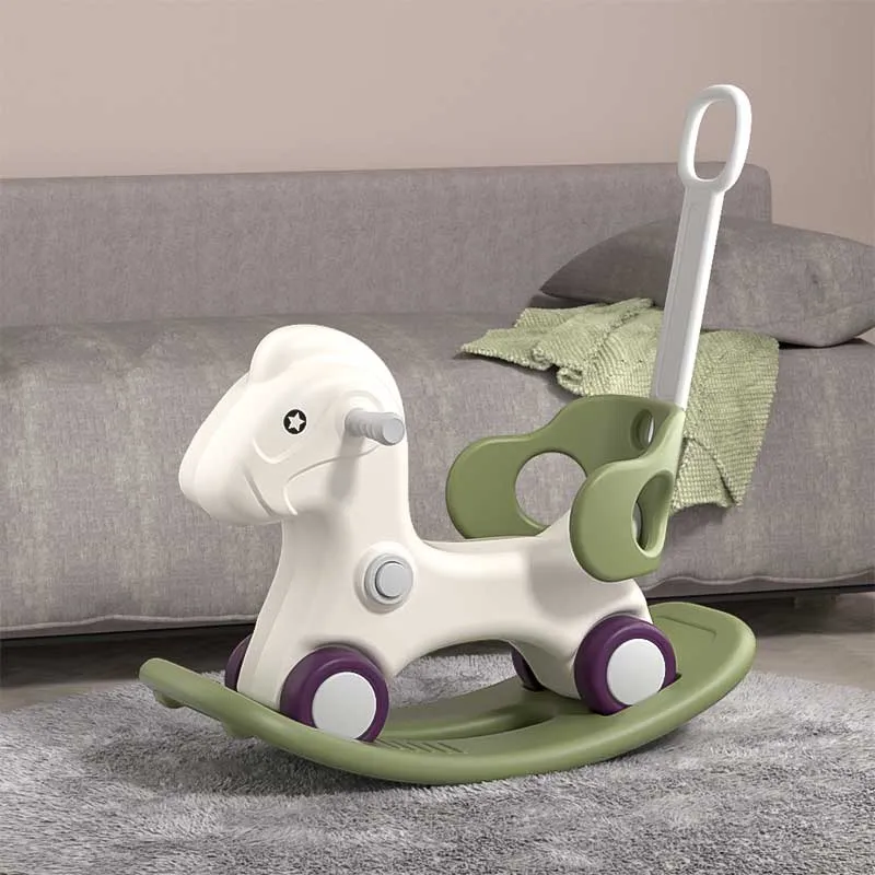 Child rocking horse 3 in 1 with parental control - green