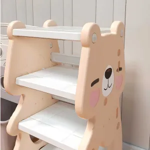 Combined plastic box for storing toys and books - Pink bear