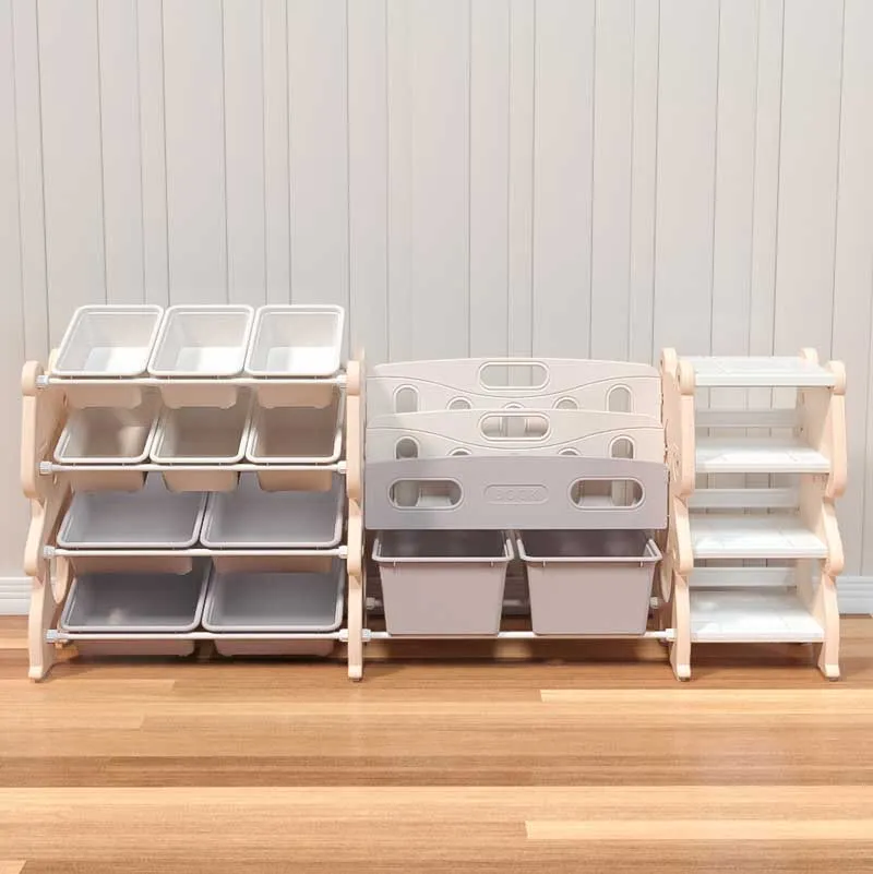 Combined plastic box for storing toys and books - Pink bear