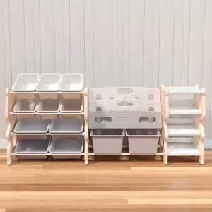 Combined plastic box for storing toys and books - Pink bear