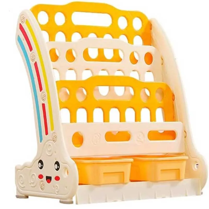 Combined children's bookcase for books and toys - yellow