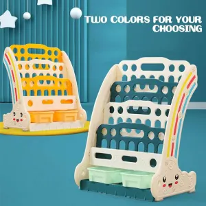 Комбинирана детска етажерка за книги и играчки - жълта