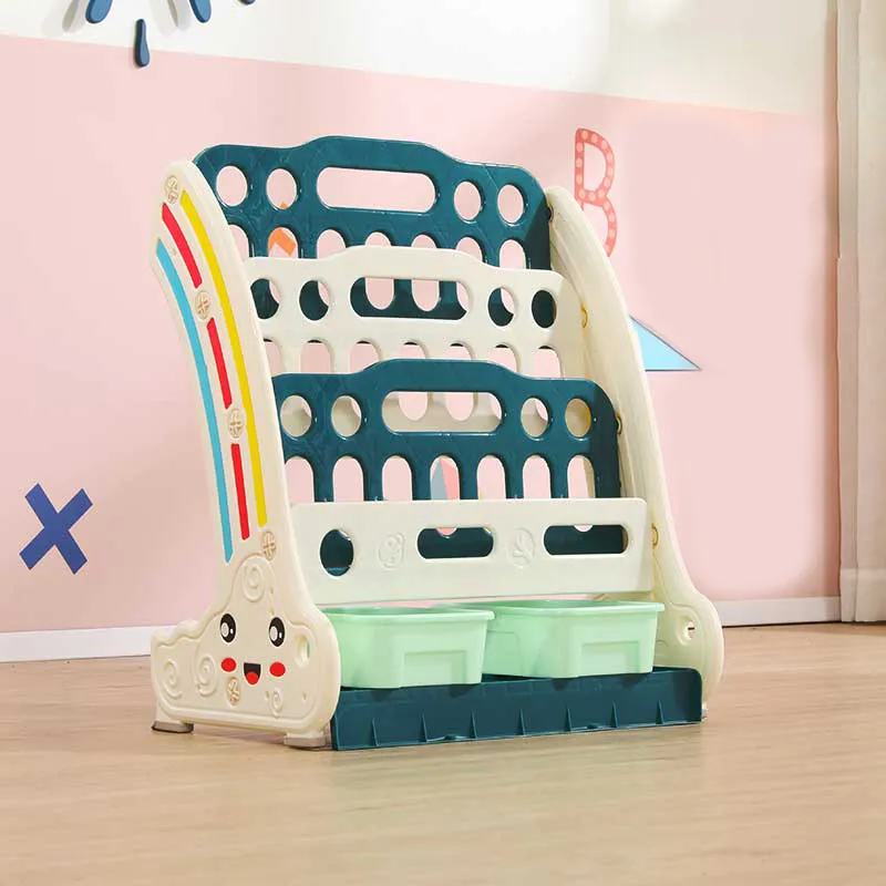 Combined children's bookshelf for books and toys - green